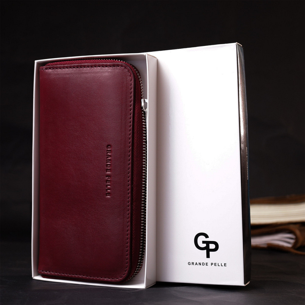 Містке портмоне з натуральної шкіри GRANDE PELLE 16796 Бордовий Київ - фото 10
