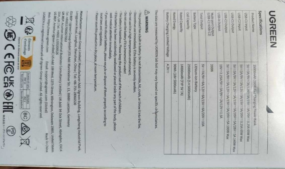 Ugreen 25000Мач 145w и 200W ноутбука iphone лучше Baseus/Anker/ZMI Mi Київ - фото 4