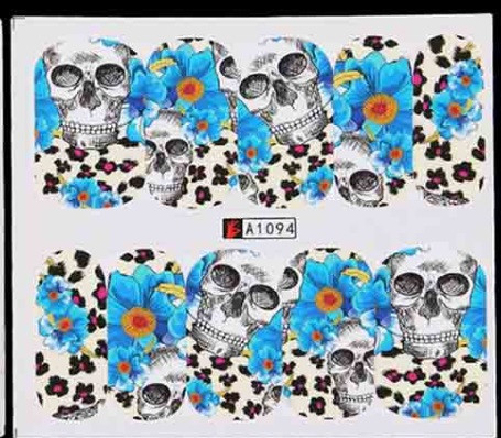 Наклейки для ногтей Хэллоуин с принтом черепов 5 на 6 см разноцветный Киев - изображение 1