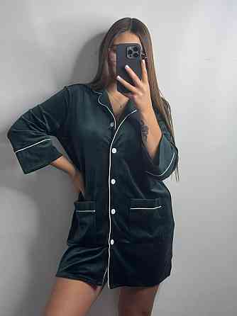 Женская рубашка-халат плюш-велюр Изумрудный M-L Харьков