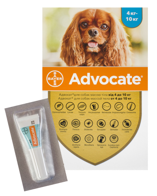 Капли Адвокат для собак весом от 4 до 10 кг (1 мл 1 пипетка) BAYER Винница - изображение 1