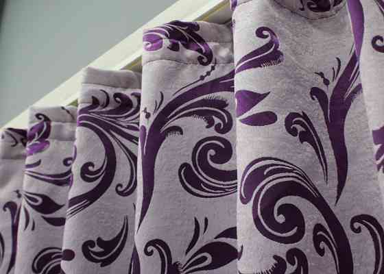 Кухонні штори VR-Textil № 073к з ламбрекеном і підхватами бузковий з фіолетовим 250х170 см (52-0955) Киев