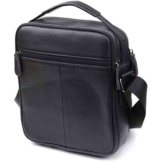 Вертикальная мужская сумка из натуральной кожи Черный (Vintage) Киев