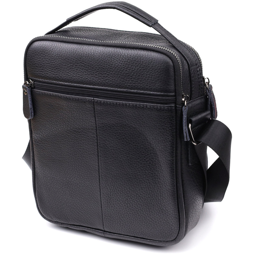 Вертикальна чоловіча сумка з натуральної шкіри Чорний (Vintage) Київ - фото 6