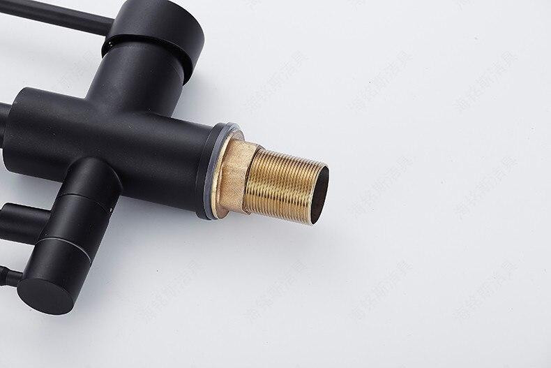 Змішувач для кухні для фільтрованої води двоважільний, кухонний кран з подвійною ручкою WanFan Чорний Кам'янець-Подільський - фото 7