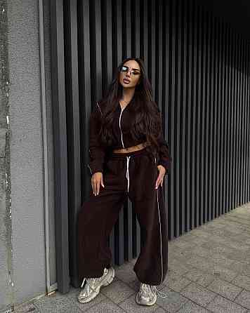 Женский стильный и теплый флисовый костюм двойка Шоколад Одесса