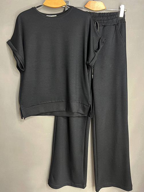 Костюм женский Prenses 3659 трикотажный футболка с брюками палаццо черный, черный, 2XL Киев - изображение 8