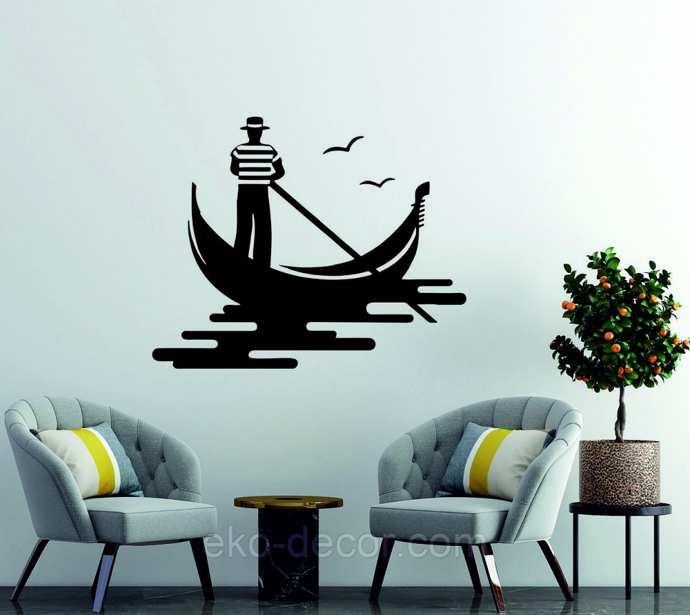 Декоративное настенное Панно «Венецианский гондольер» Декор на стену 110*88 см, Черный Киев - изображение 2