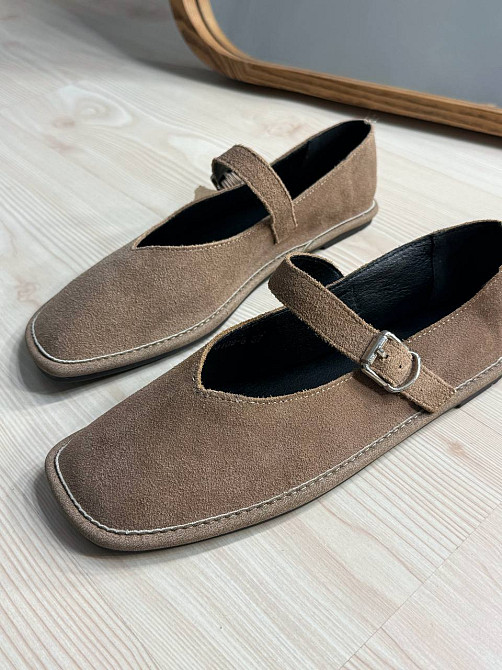 Балетки жіночі Meideli 0109-8 Mary Jane з ремінцем натуральна замша бежеві, 39, 25 см Київ - фото 1