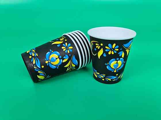 Паперові склянки кольорові 175 мл "Український Орнамент" Маестро (50 шт.) Харків