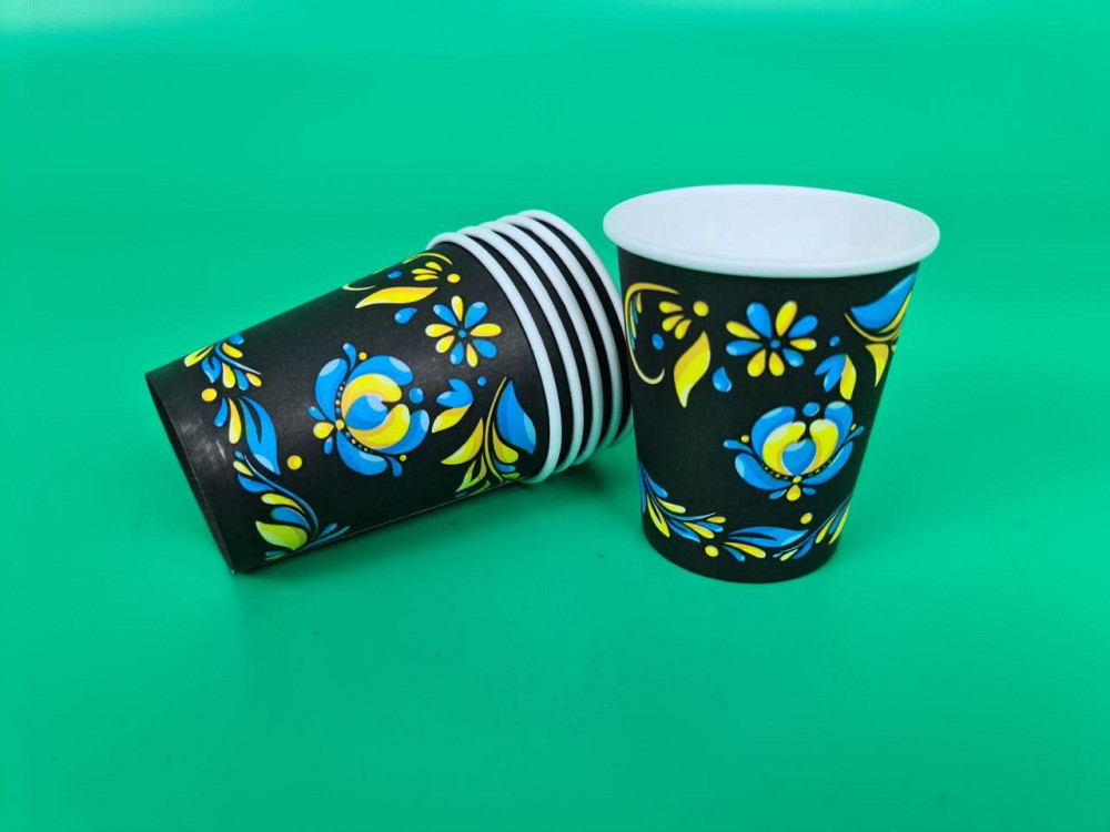 Паперові склянки кольорові 175 мл "Український Орнамент" Маестро (50 шт.) Харків - фото 1