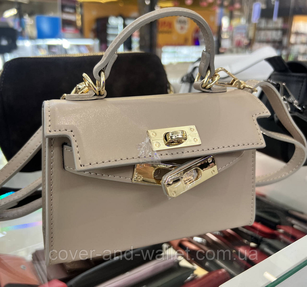 Ультра компактна жіноча сумка крос-боді в кольорі тауп Virginia Conti Київ - фото 1