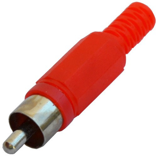 Штекер RCA под шнур, корпус пластик, красный Полтава - изображение 1