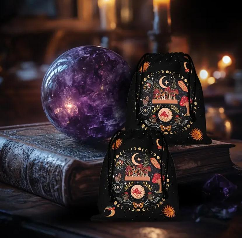 Оксамитова сумка для Таро з астрологічним принтом — мішечок для зберігання карт, амулетів, каменів Київ - фото 3