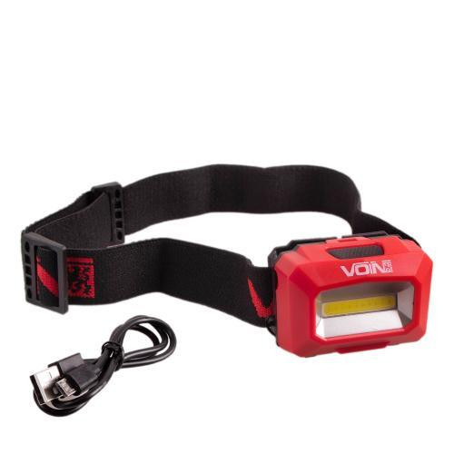 Налобный фонарь VOIN VL-103 с 1W COB светодиодом (W/R), аккумулятор 1200mAh, регулируемый наклон Харьков - изображение 3