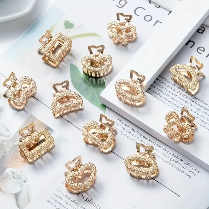 Набір із 6 золотистих міні заколок для волосся – золотисті крабики Київ - фото 1