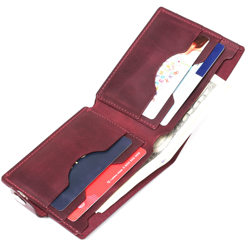 Женское винтажное портмоне Shvigel 16457 Бордовый Киев - изображение 4