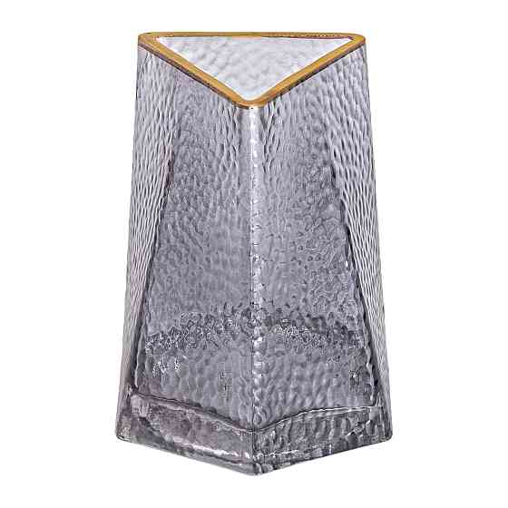 Yiwu Скляна ваза для квітів, декоративна, трикутна, 15,5 см, сіра із золотою окантовкою HP-1711 Коломия