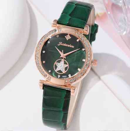 Жіночий подарунковий набір Emerald Luxe годинник браслет кольє сережки каблучка зелений Київ