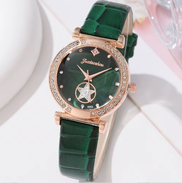 Жіночий подарунковий набір Emerald Luxe годинник браслет кольє сережки каблучка зелений Київ - фото 2
