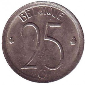 25 сантимів. 1948-93 рік, Бельгія. (Belgique) Полтава - фото 1