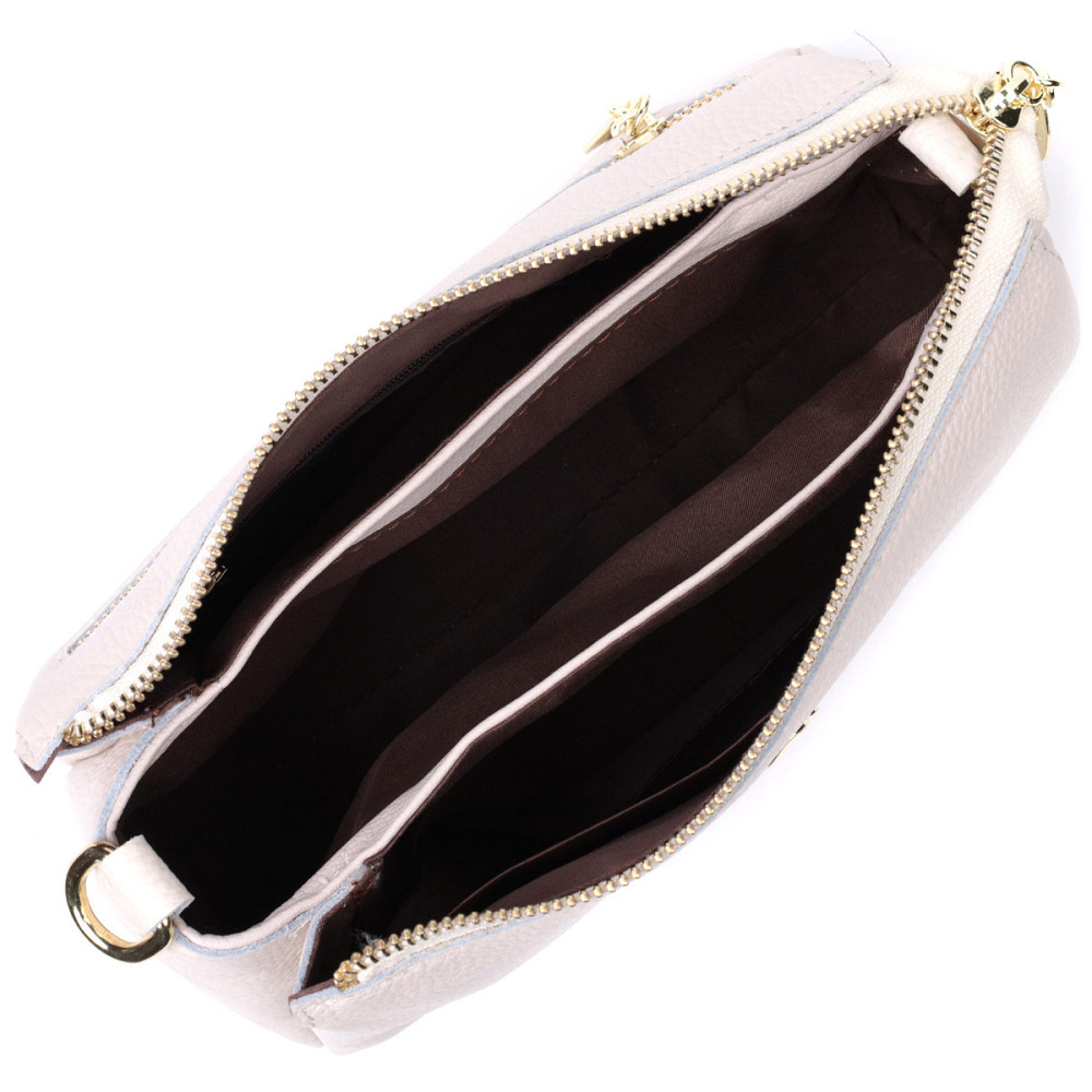 Сумка женская с металлическим украшением посередине из натуральной кожи Vintage 22608 Белая Киев - изображение 6