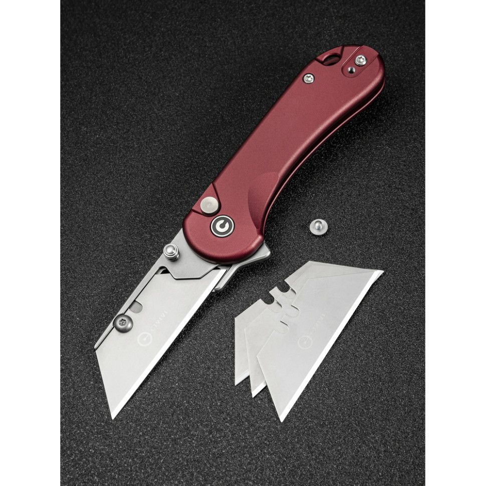 Ніж трапеція складаний кишеньковий Civivi Elementum Utility, (5.8 см) 6Cr13 / Aluminum червоний Київ - фото 19