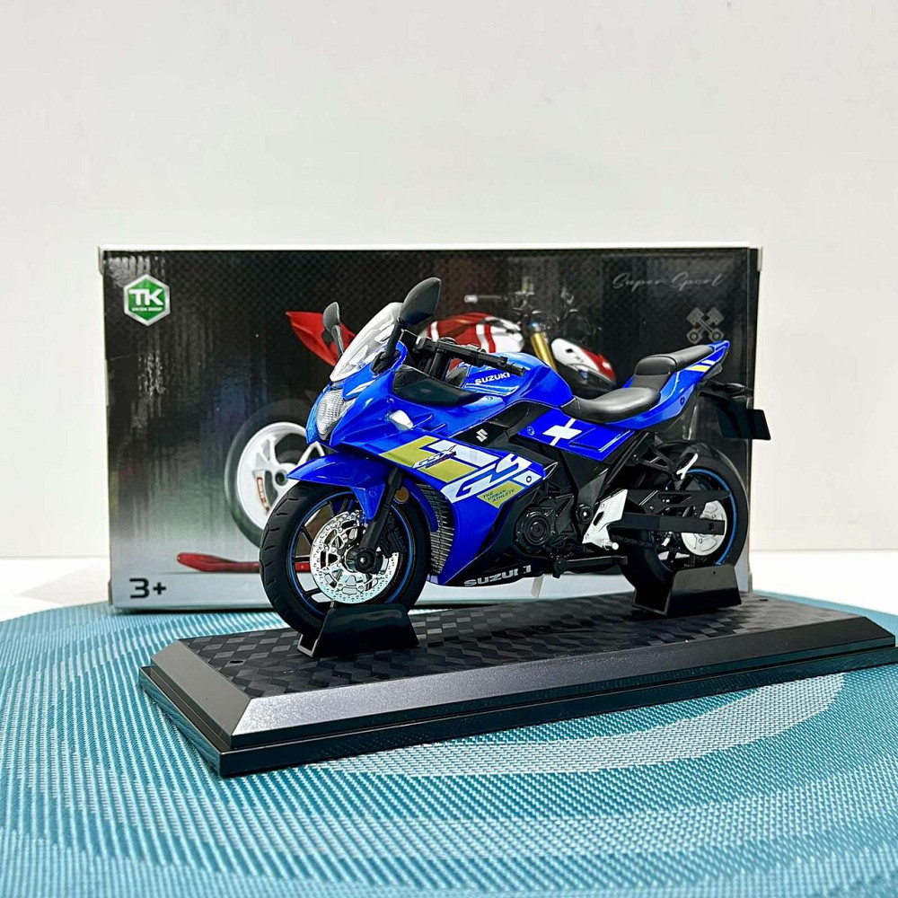 Мотоцикл металопластиковий звуки підсвічування гумові шини рухомі елементи 1:12 Синій (BG 69-325) Чернігів - фото 3