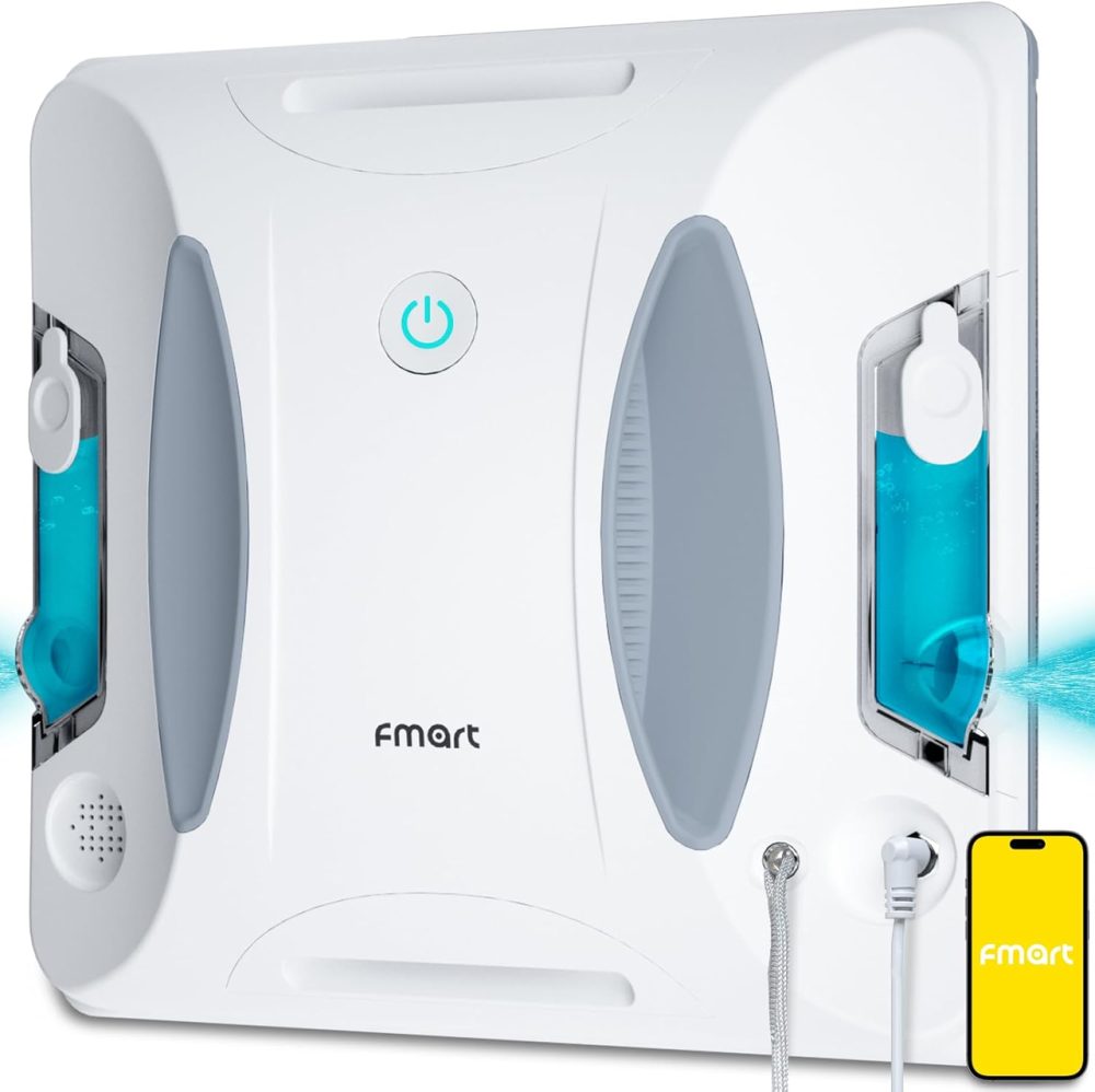 Робот для мойки окон FMART W6 3800 Па с двусторонним ультразвуковым распылением, управлением через приложение, AI-навигацией Киев - изображение 2