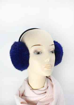 Наушники меховые женские из кролика Синий Харьков