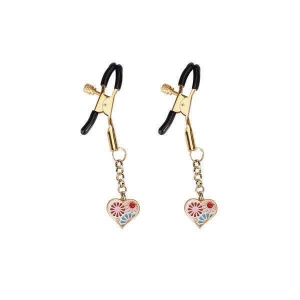 Зажимы для сосков Liebe Seele Nipple Clamps Gold Heart-shaped Flowers on White Sex Aura Киев - изображение 1