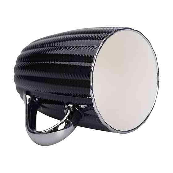 Чашка порцелянова 400 (мл) із сріблястим обідком та ручкою для чаю Чорна RX-N231315B Коломия