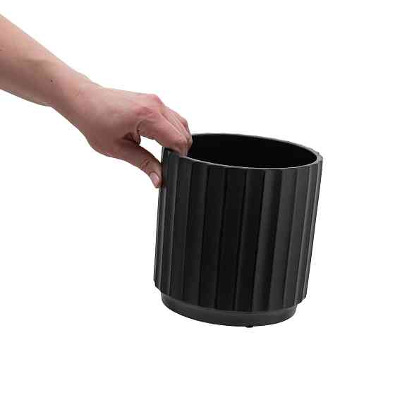 elemi Кашпо для квітів керамічне elemi "Грань" (чорний) 16" круглий 2,4 л Коломыя
