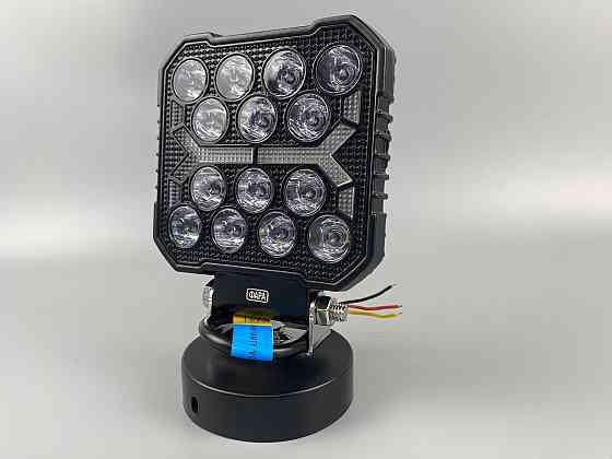 Фара LED квадратна 16 Led chip 12/24V. Широкий промінь + DRL світло (жовта горизонт лінія), світло 6500К, IP67 Мукачево