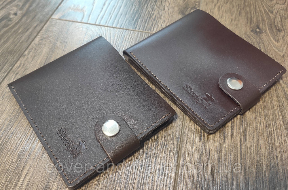 Тонкий маленький мужской кожаный кошелёк на кнопке Shvigel Киев - изображение 8