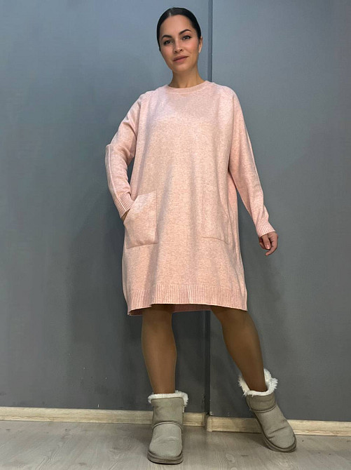 Платье женское LES ETOILES CLAIRES 8198 свитер оверсайз с карманами средняя длина one size, розовый, one size Киев - изображение 1