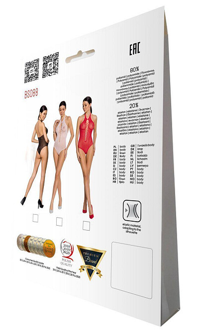 Бодістокінг з декольте Passion BS088 red, імітація корсетної шнурівки Sex Aura Київ - фото 8