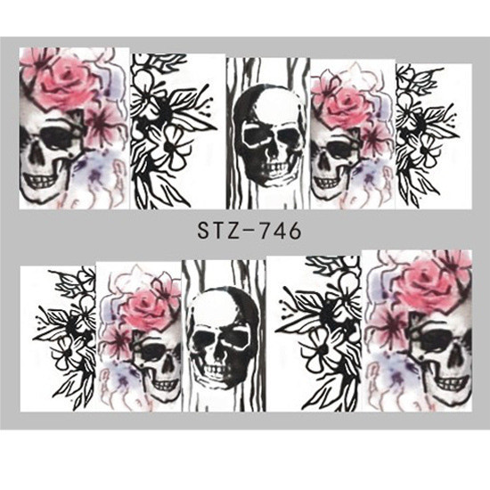 Слайдери Хелловін для нігтів Черепа 5 на 6 см різнобарвний Київ - фото 2