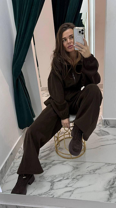 Женский теплый повседневный комбинезон из флиса Шоколадный, 42/46 Одесса - изображение 5