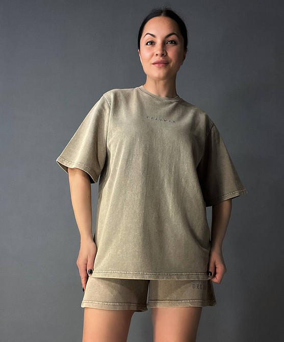 Костюм жіночий Pepper&mint 25-02 варений тай-дай футболка та шорти з вишивкою бежевий, бежевий, S Київ - фото 11