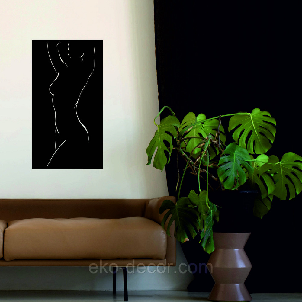 Декоративное настенное Панно «Силуэт женщины», Декор на стену 70*38 см, Черный Киев - изображение 2