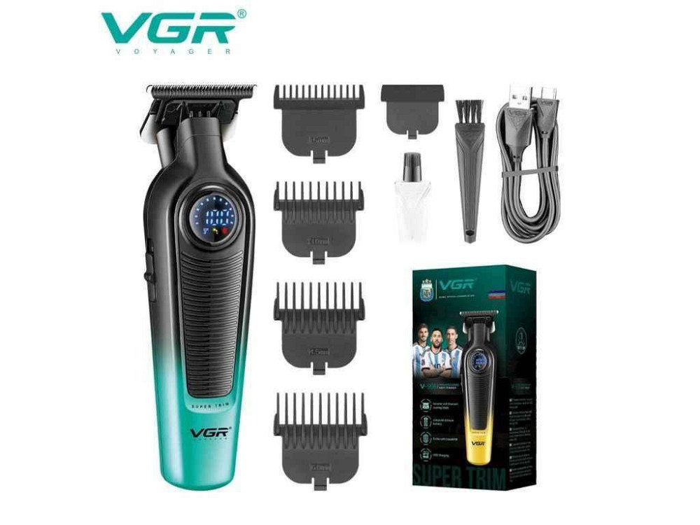 Тример 5Вт Акумулятор V-996 GREEN, 4 насадки, LED display ТМ VGR Киев - изображение 1