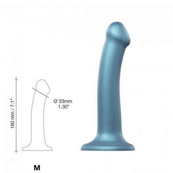 Насадка для страпона Strap-On-Me Mono Density Dildo Blue M, диам. 3,3см, однослойный силикон, гибкий Sex Aura Киев