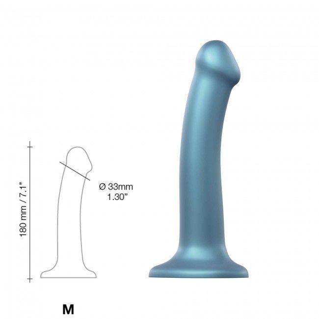 Насадка для страпона Strap-On-Me Mono Density Dildo Blue M, диам. 3,3см, однослойный силикон, гибкий Sex Aura Киев - изображение 5