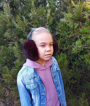 Хутряні навушники дитячі з кролика Бордовий Харків