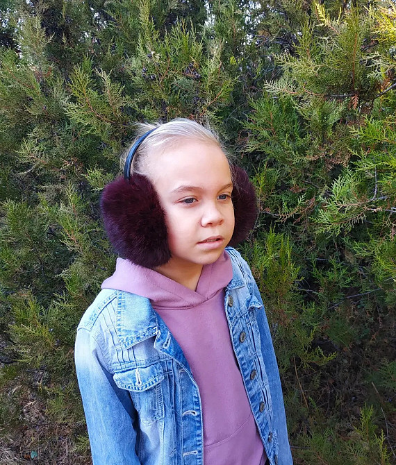 Наушники меховые детские из кролика Бордовый Харьков - изображение 1