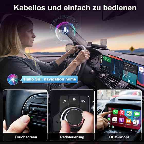 CarPlay адаптер, переходник с проводного на беспроводной карплей Android Auto для iOS 10+, Android 11+ черный Киев
