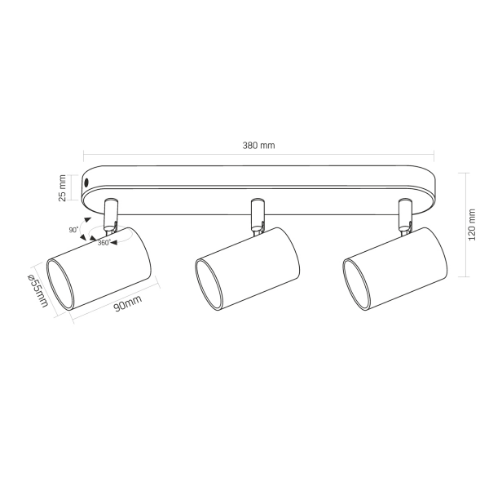 LED Світильник накладний під лампу 3*GU10 поворотний VL-SPF05B-WFB Videx Житомир - фото 7