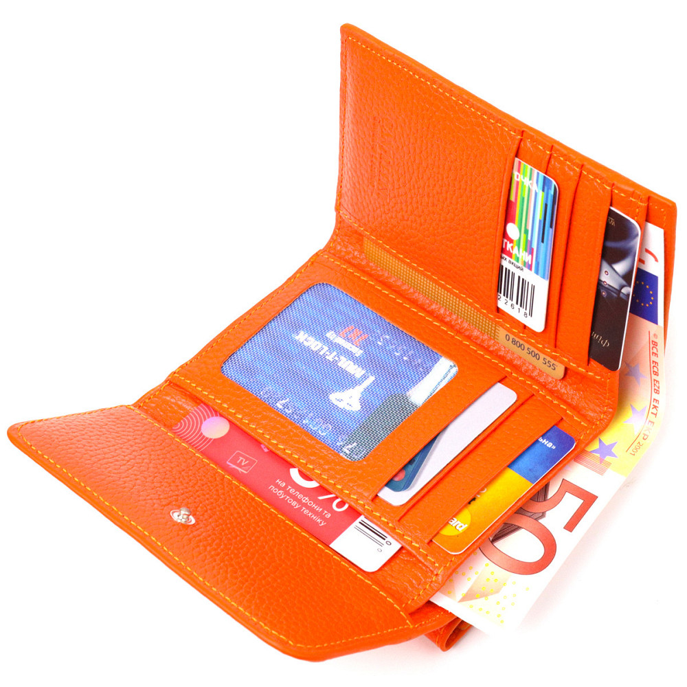 Молодежный кошелек из натуральной кожи флотар CANPELLINI 21594 Оранжевый Киев - изображение 6