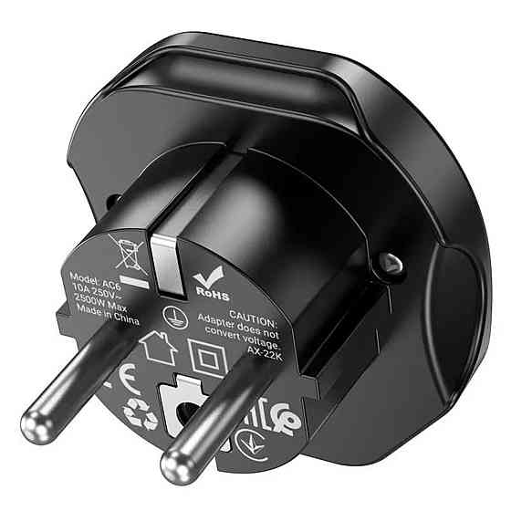 Мережевий зарядний пристрій HOCO AC6 Unimpeded universal conversion plug Black Київ